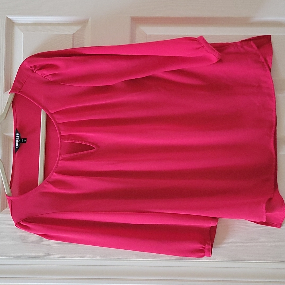 Dark Pink Silky Express 3/4 Sleeve Top